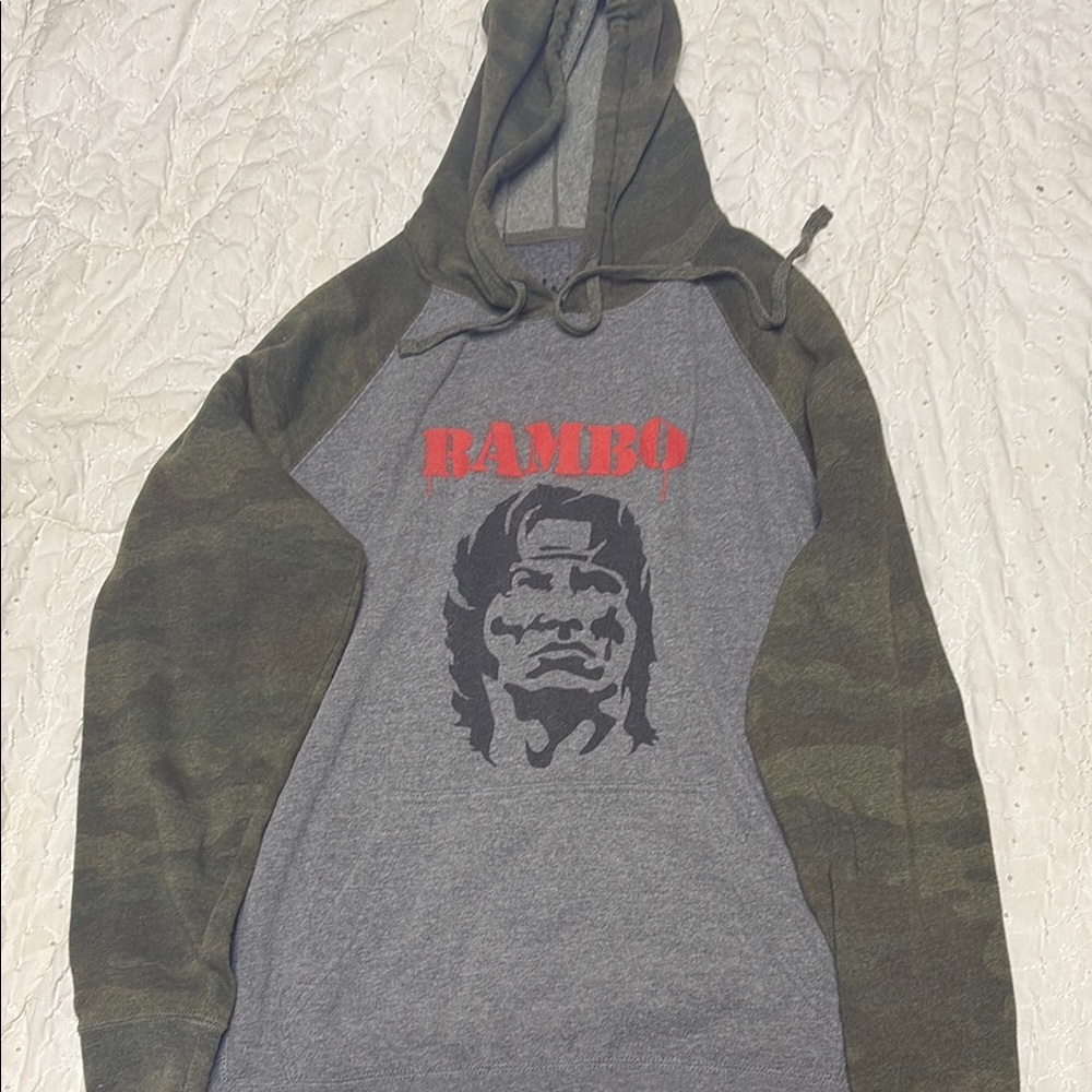 Heather Gray Hooded Sweatshirt with Graphic Print